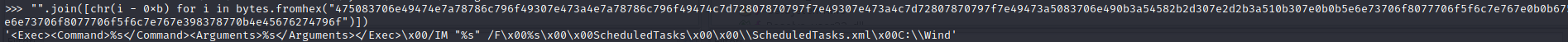 Décodage de la chaîne pour le fichier ScheduledTasks.xml